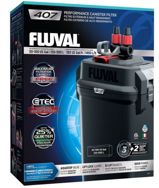 Fluval 407 Performance Canister Filter, up to 500 L (100 US gal) - Click Image to Close